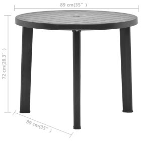 vidaXL Patio Table Anthracite 35" Plastic