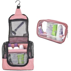 Portable Hanging Shower Caddy Organizer with 1 Free Toiletries Case Quick Dry Mesh Shower Caddy Tote Bag Included 1 Metal Hook Perfect for Dorm Camp T