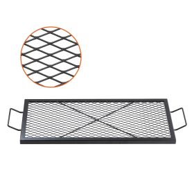 VEVOR X-Marks Fire Pit Grill Grate, Rectangle Cooking Grate, Heavy Duty Steel Campfire BBQ Grill Grid with Handle & Support X Wire (size: 32 x 15 inches)