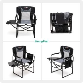 Camping Directors Chair, Heavy Duty,Oversized Portable Folding Chair with Side Table, Pocket for Beach, Fishing,Trip,Picnic,Lawn (Color: black)