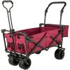 VEVOR Extra Large Collapsible Garden Cart with Removable Canopy, Folding Wagon Utility Carts with Wheels and Rear Storage, Wagon Cart for Garden